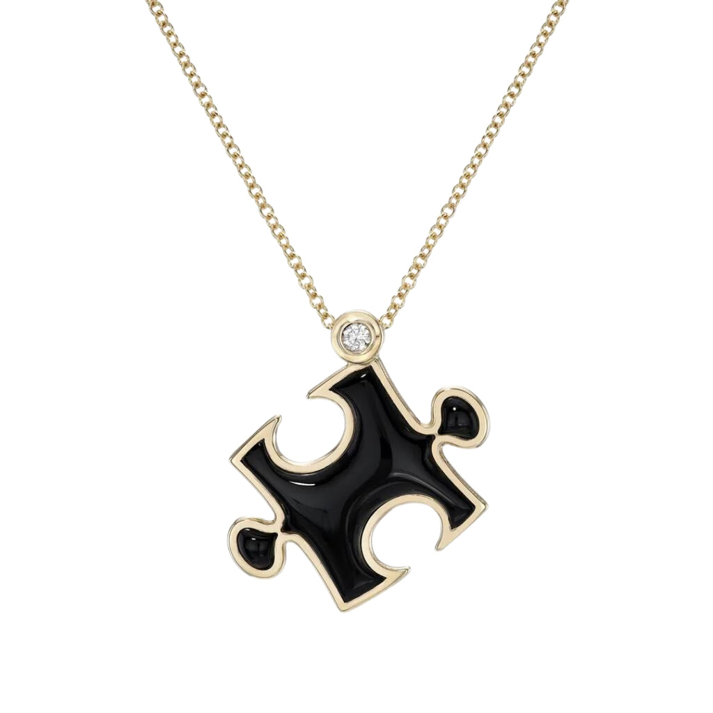 Black Onyx Inlay Impetus Puzzle Necklace