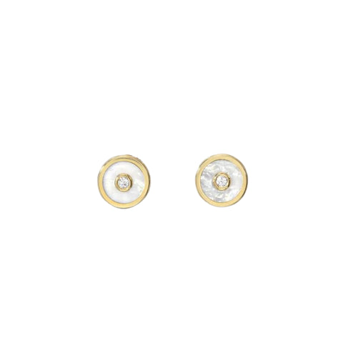 Mother of Pearl Mini Compass Stud Earrings