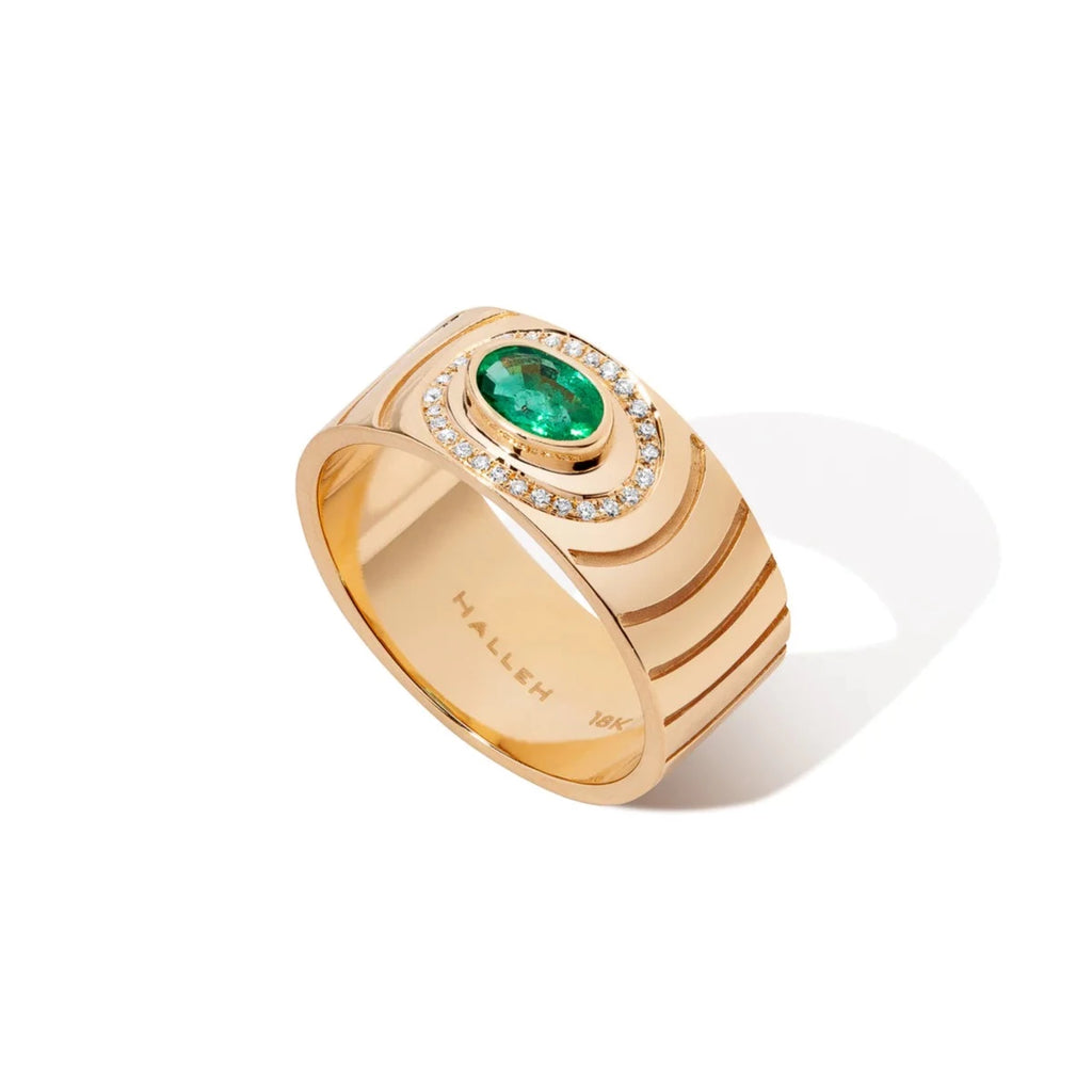 Emerald & Diamond Aura Halo Ring