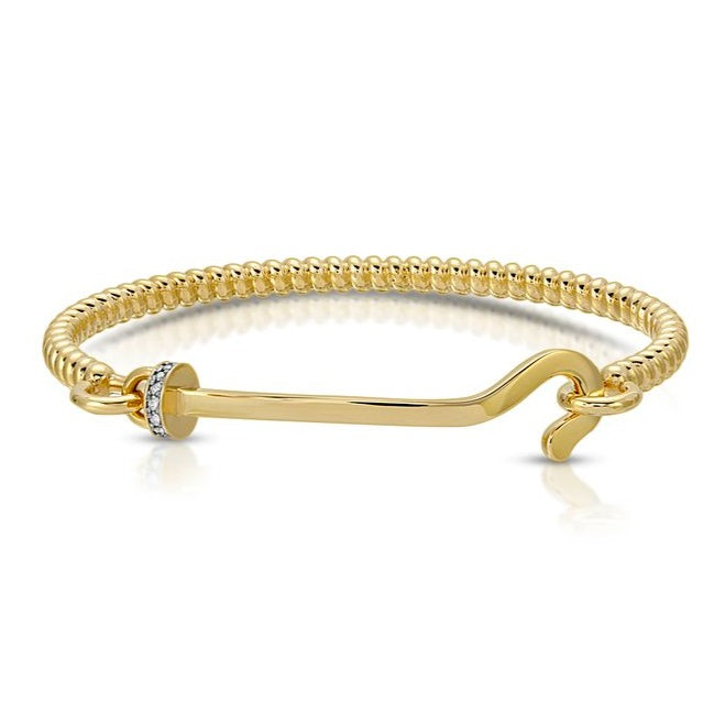 Gold Hook Bangle With Diamond Rondelle