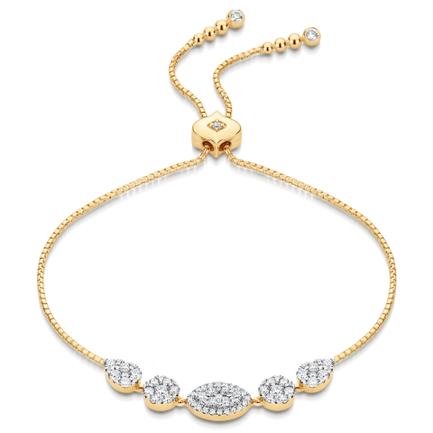 Reverie Marquis Round & Pear Diamond Bolo Bracelet