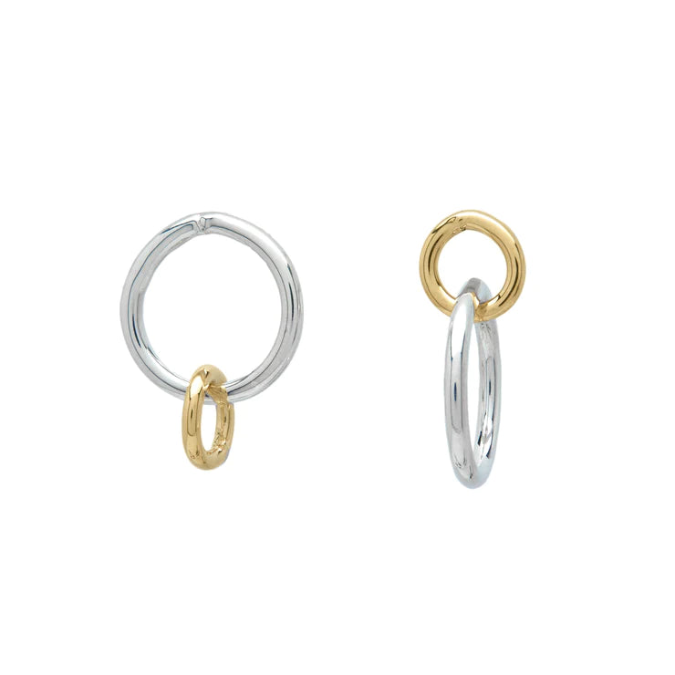 Mismatched Hoops in Sterling Silver & Gold