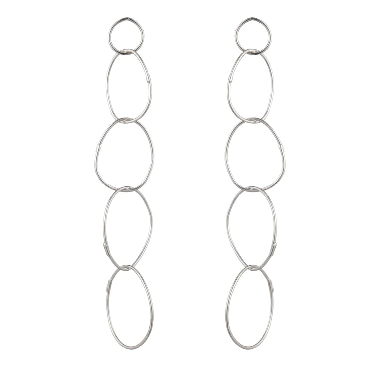 Five Hoop Drop Earrings in Sterling Silver
