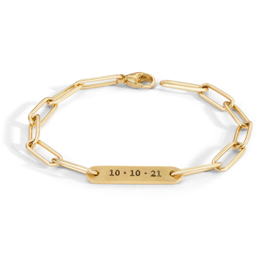 5.2mm Gold Date Flat Bar Bracelet