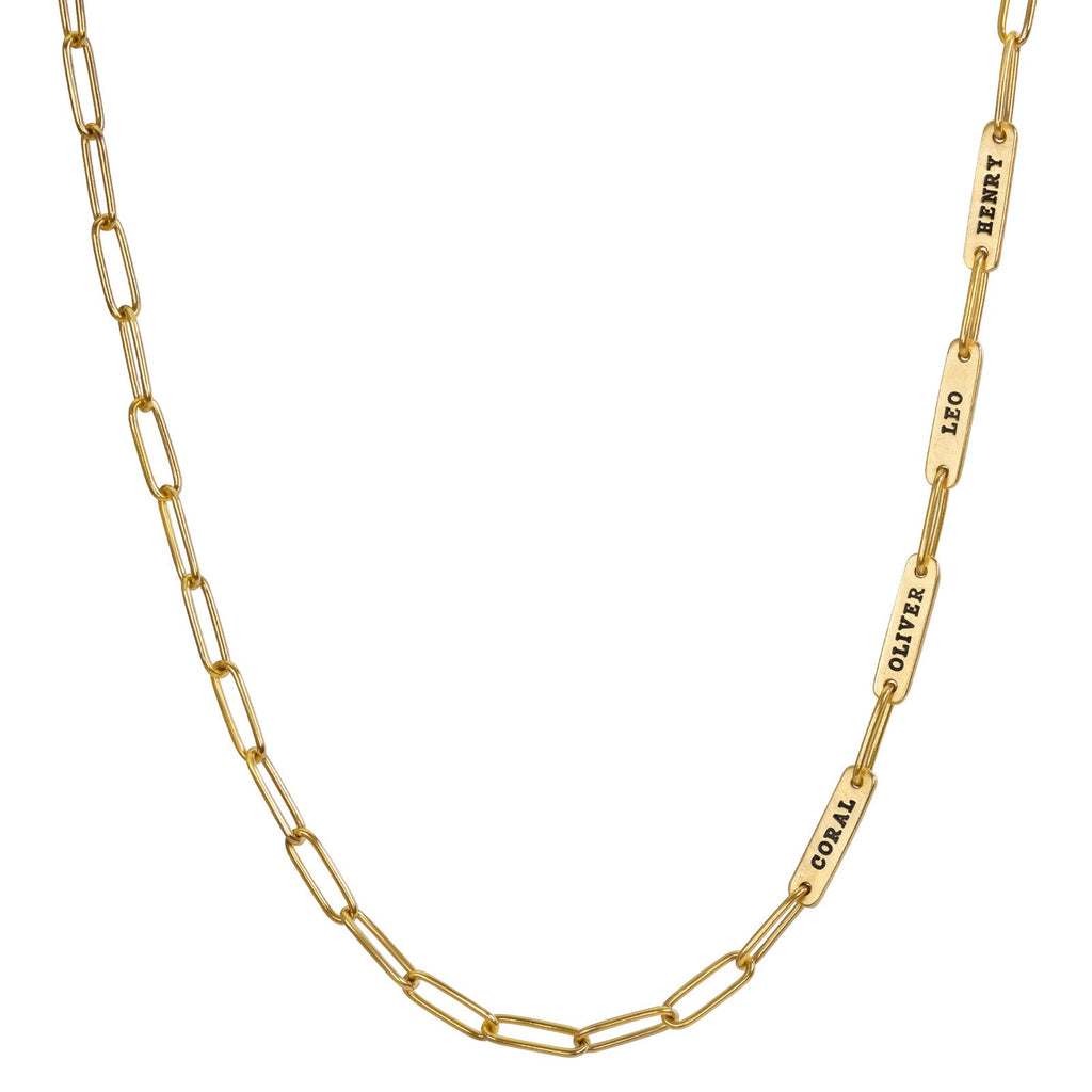 5.2mm Gold Multiple Name Flat Bar Chain