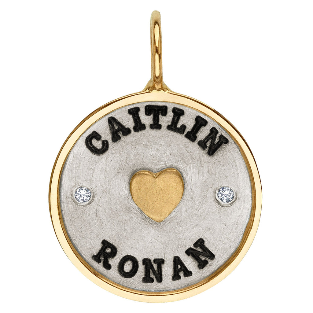 Names with Heart Round Charm