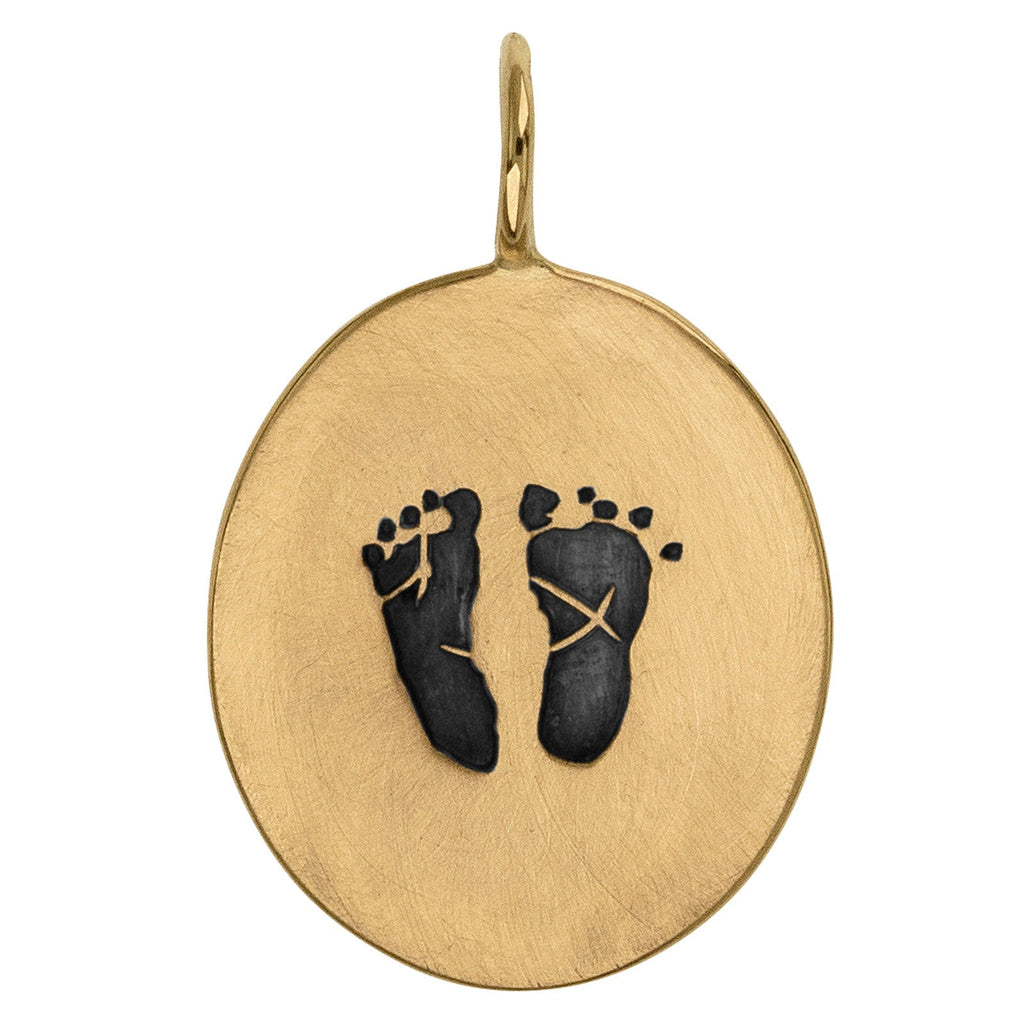 Baby Feet Oval Charm