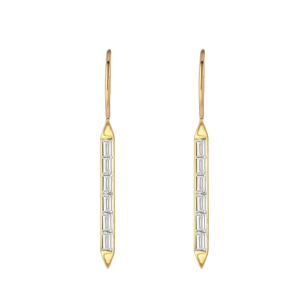 Diamond Baguette Line Earrings