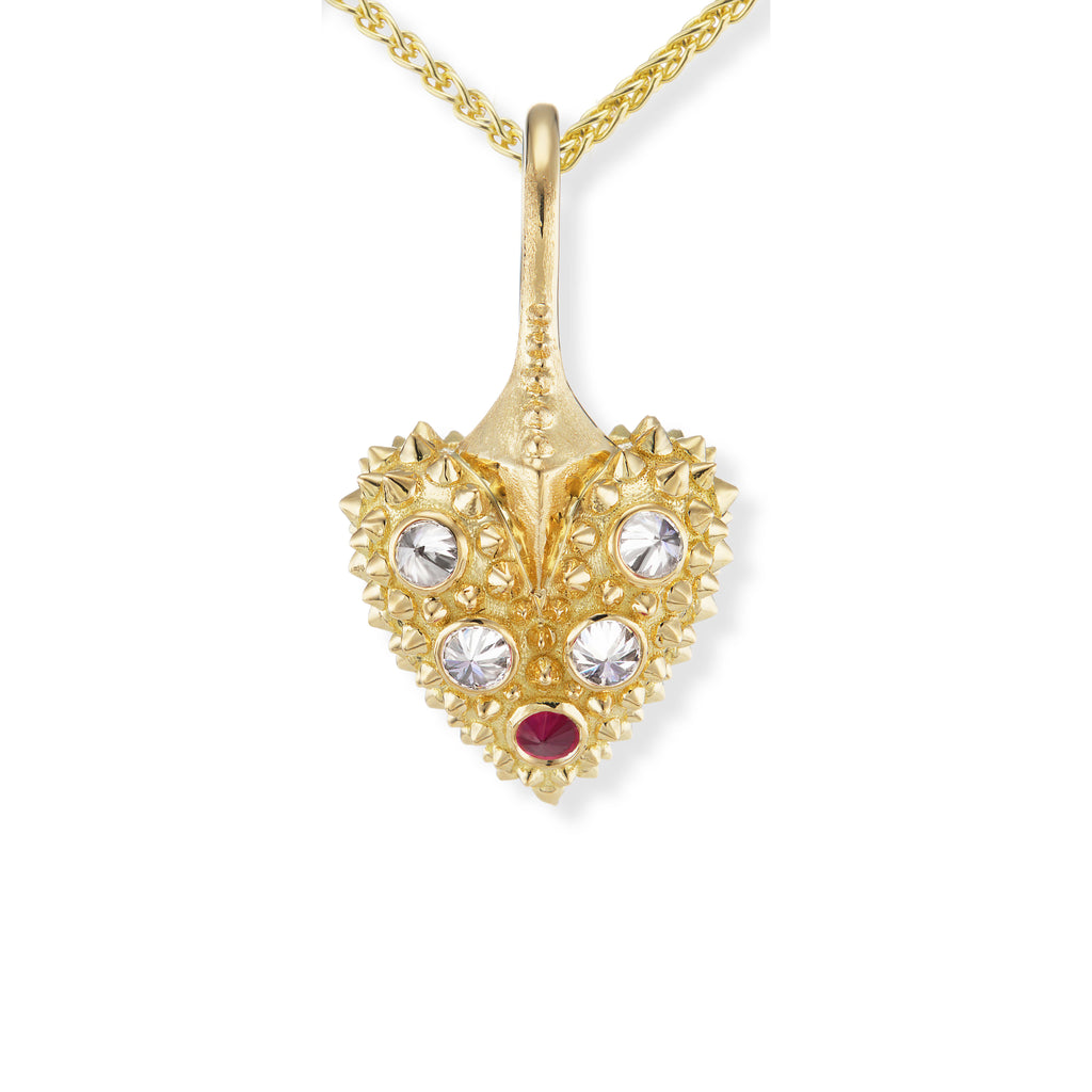 Diamond & Ruby Pierce Your Heart Charm Necklace