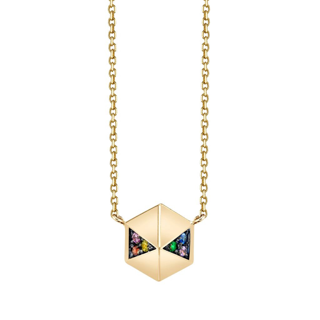 Pyramid Stud Necklace With Gemstones And Black Rhodium