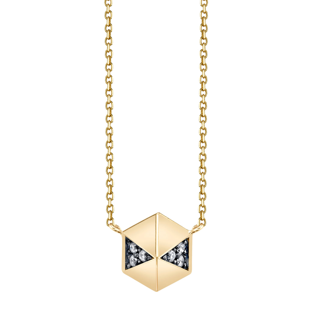 Pyramid Stud Necklace With Diamonds And Black Rhodium