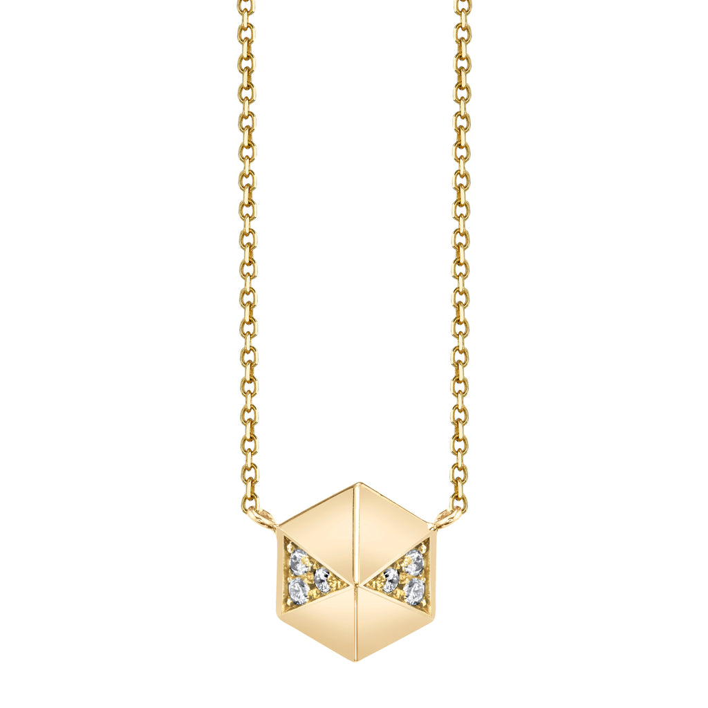 Pyramid Stud Necklace With Diamonds