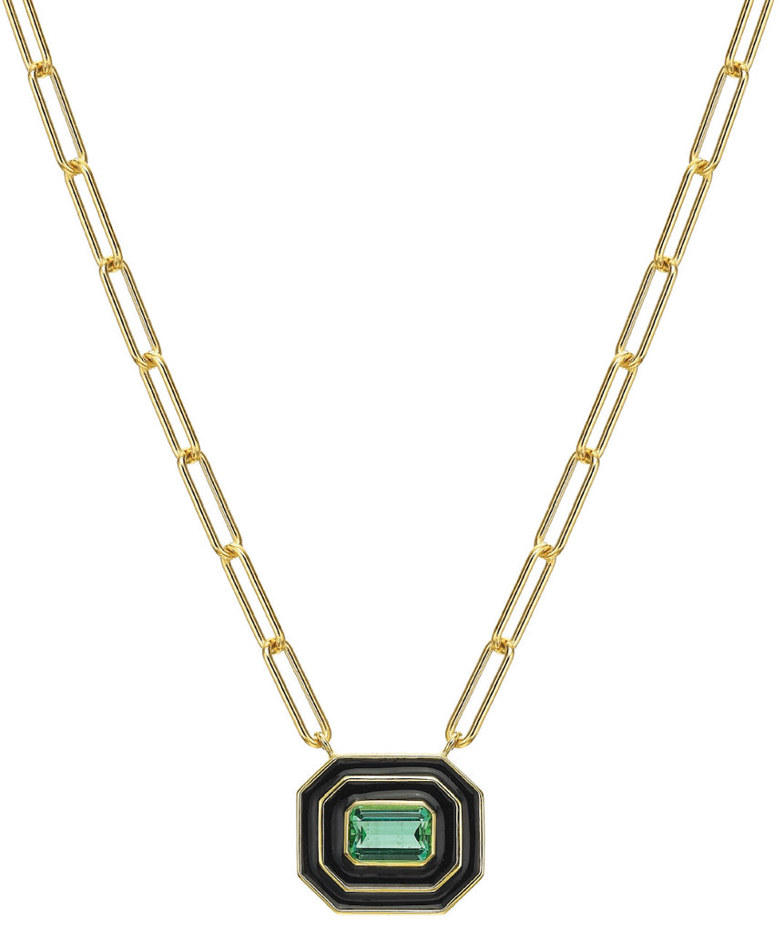 Museum Series Green Tourmaline Necklace With Black Enamel