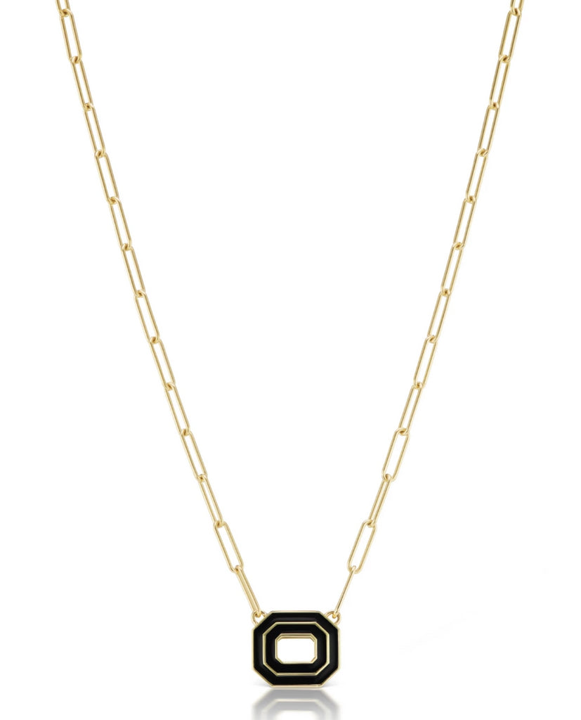 Museum Series Reverse Necklace with Black Enamel
