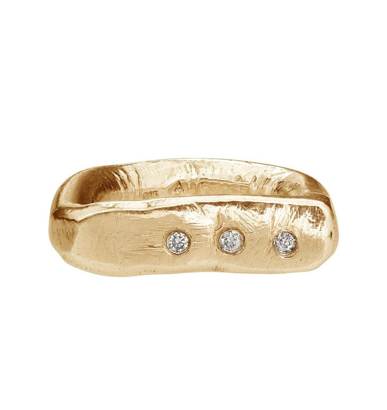 Gold & Diamond Flat Top Ring
