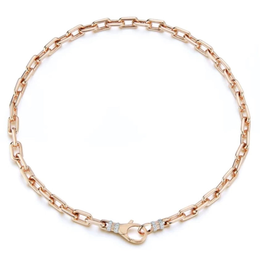 Clive Gold Chain Link Choker With Diamond Lobster Clasp