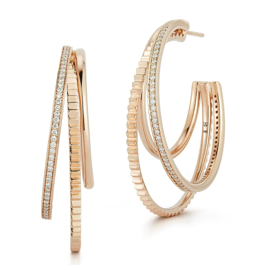 Clive Gold and Diamond Triple Hoops