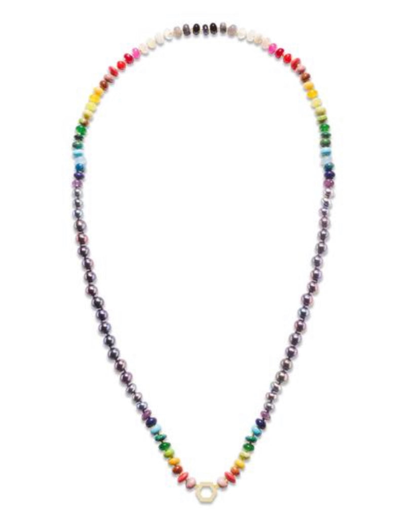 32" Tahitian Pearl & Multicolor Beaded Necklace
