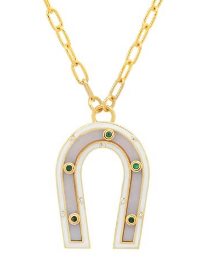 Pink Opal Enamel Diamond Manifest Necklace