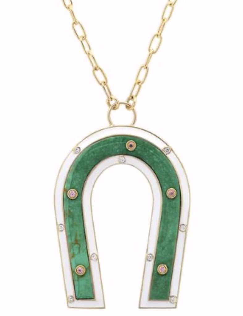 Turquoise Enamel Diamond Manifest Necklace