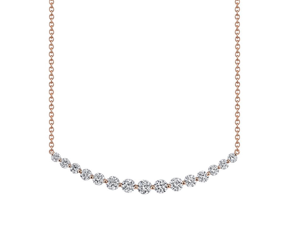 Crescent Diamond Necklace in Rose Gold