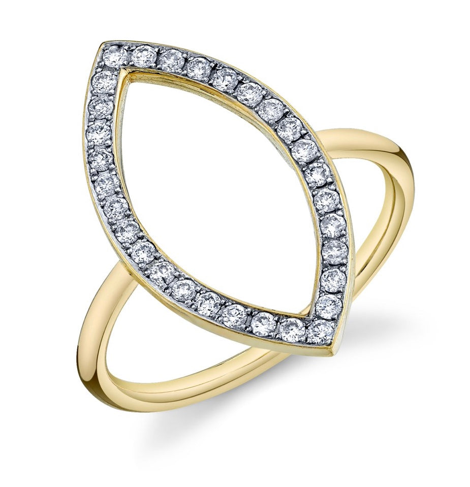 Pavé Diamond Open Marquis Ring