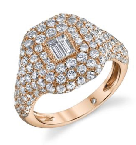 Pavé Baguette Diamond Pinky Ring