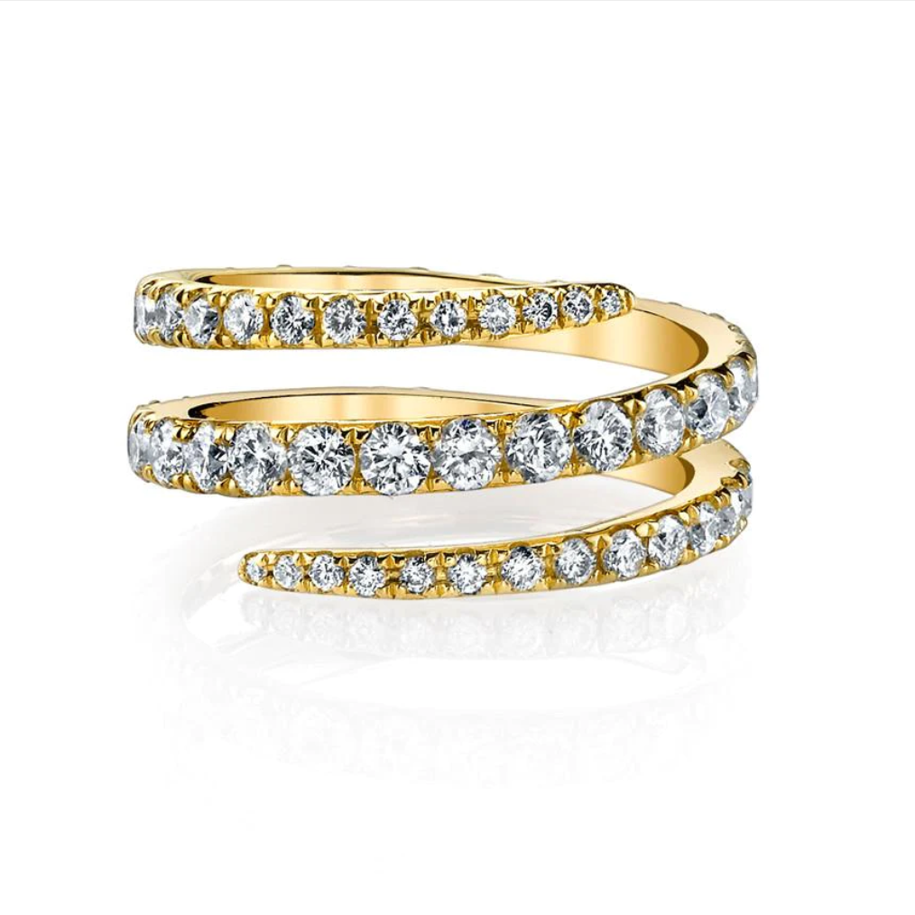 Diamond Coil Ring in Yellow Gold