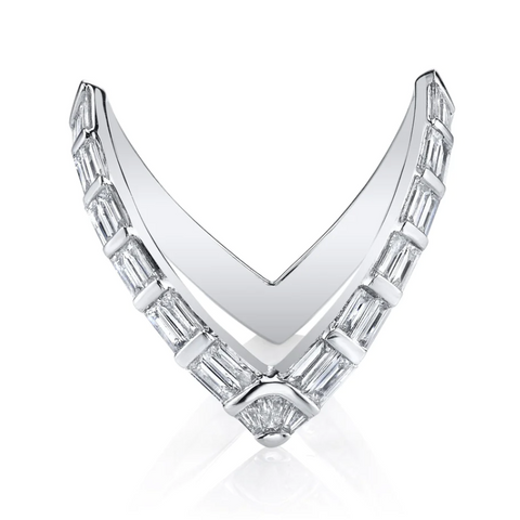 Baguette Diamond V Ring in White Gold
