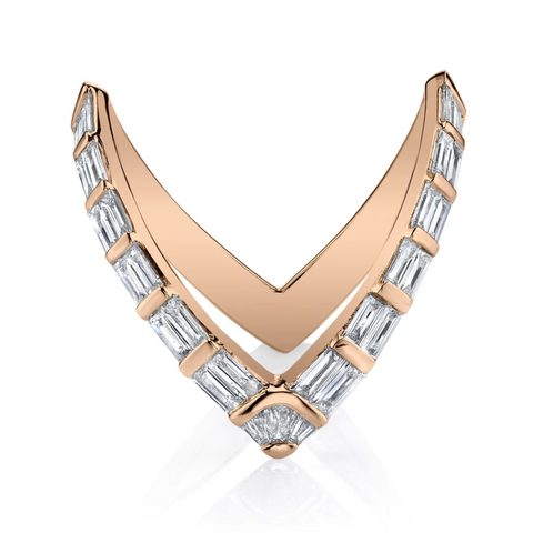 Baguette Diamond V Ring in Rose Gold