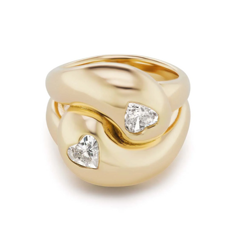 Knot Ring with Two Heart Diamonds