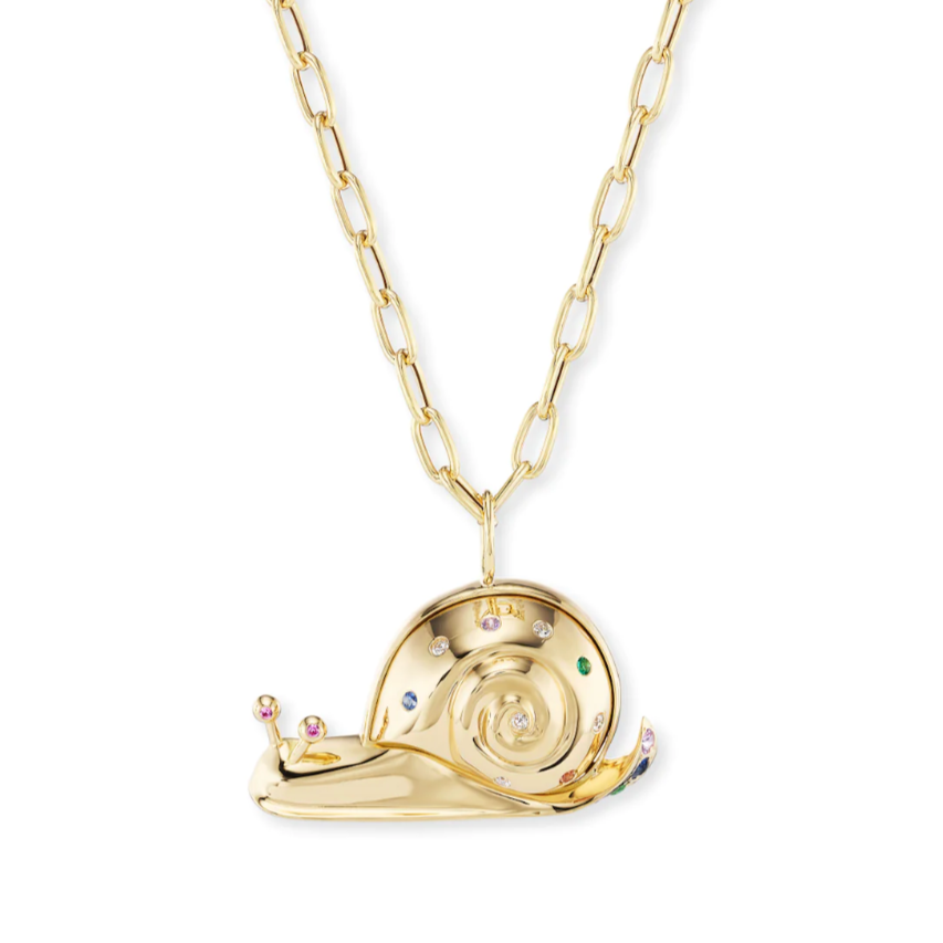 Large Snail Pendant with Pave Bottom on 18" Chain