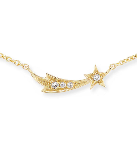 Created White Sapphire 18kt Gold over Sterling Silver Shooting Star Necklace,  18